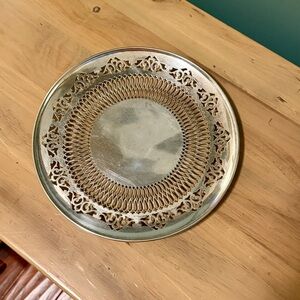 Antique 1881 Rogers Silverplate Pierced Round Serving Tray Ornate